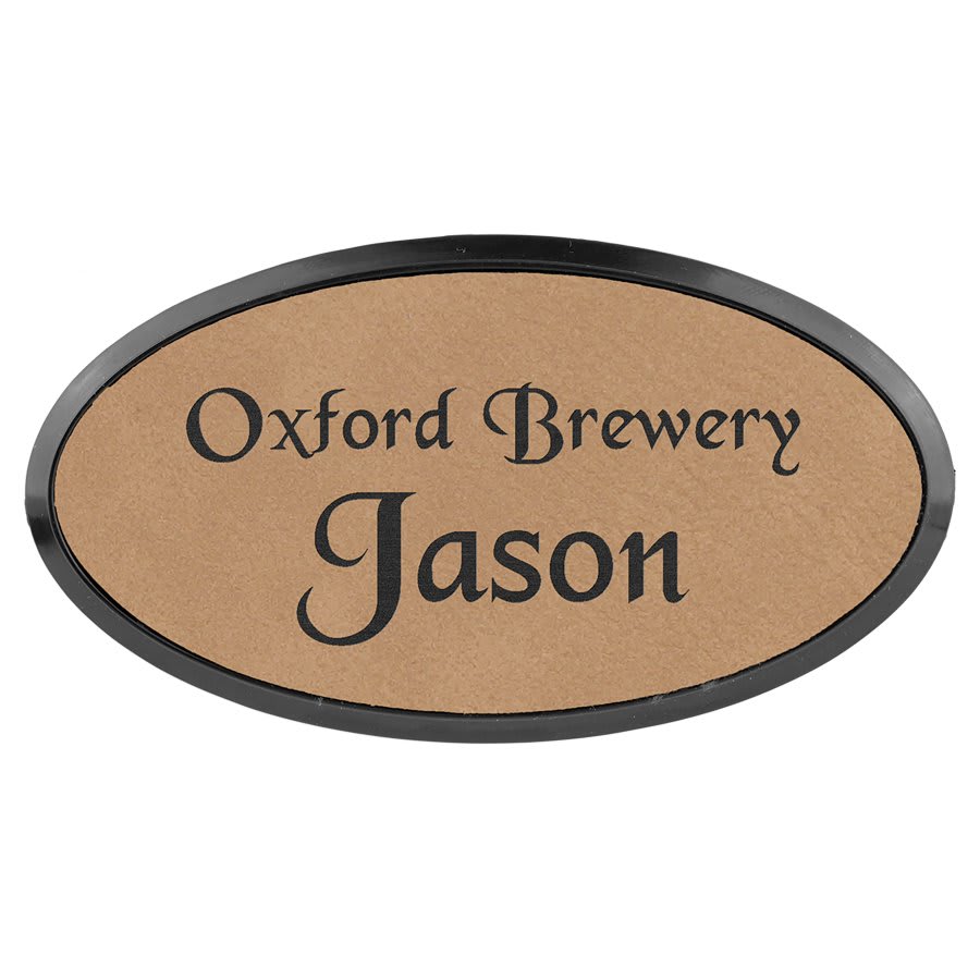 Light Brown Leather Name Badge