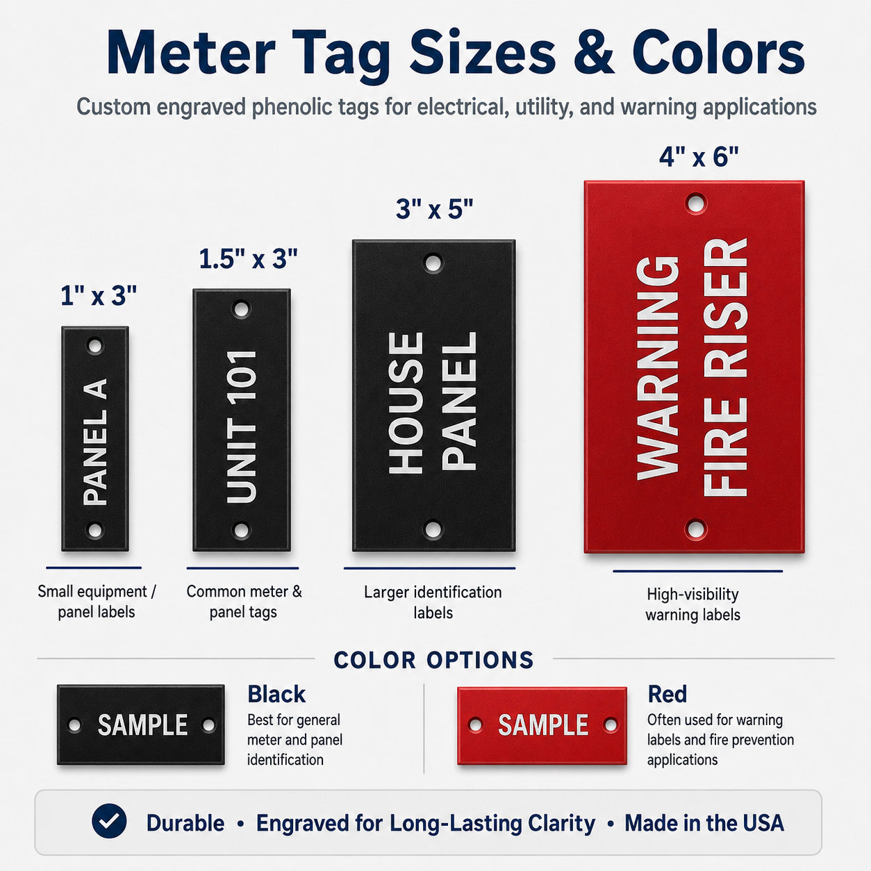 Custom Engraved Phenolic Meter Tags