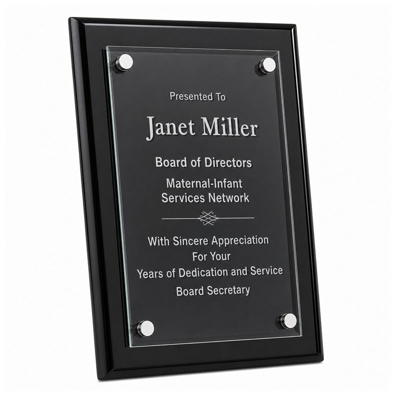 Black Piano Finish Floating Acrylic Plaque