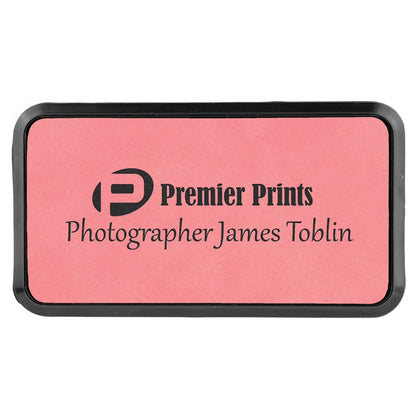 Pink Leather Name Badge