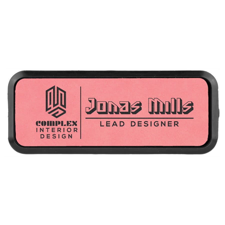 Pink Leather Name Badge