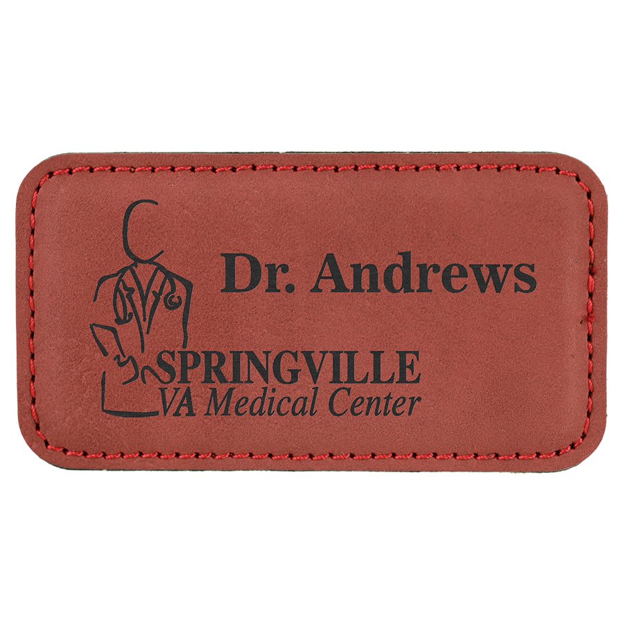 Rose Leather Name Badge