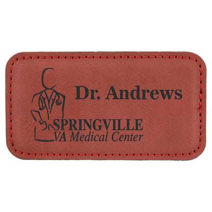 Rose Leather Name Badge