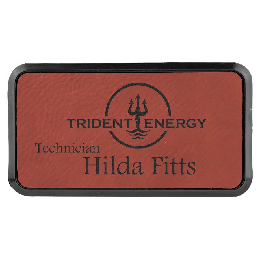 Rose Leather Name Badge