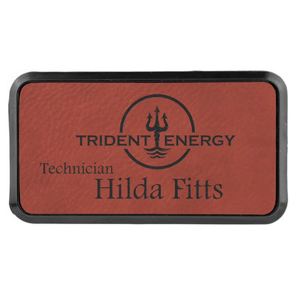Rose Leather Name Badge