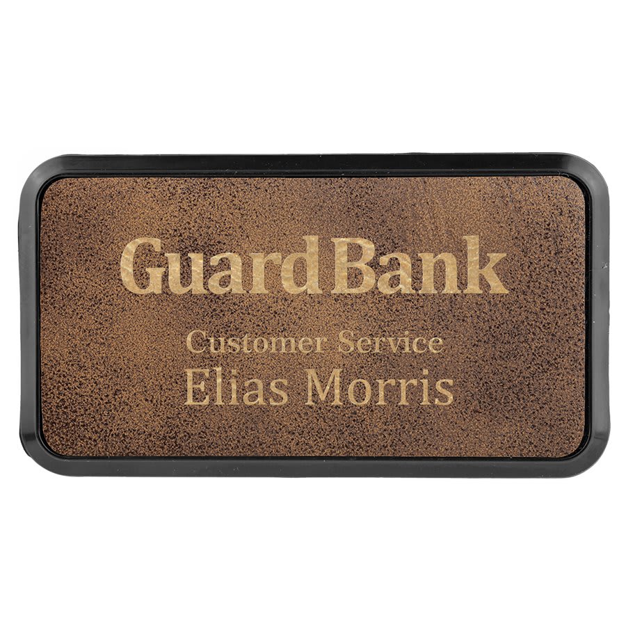 Rustic/Gold Leather Name Badge