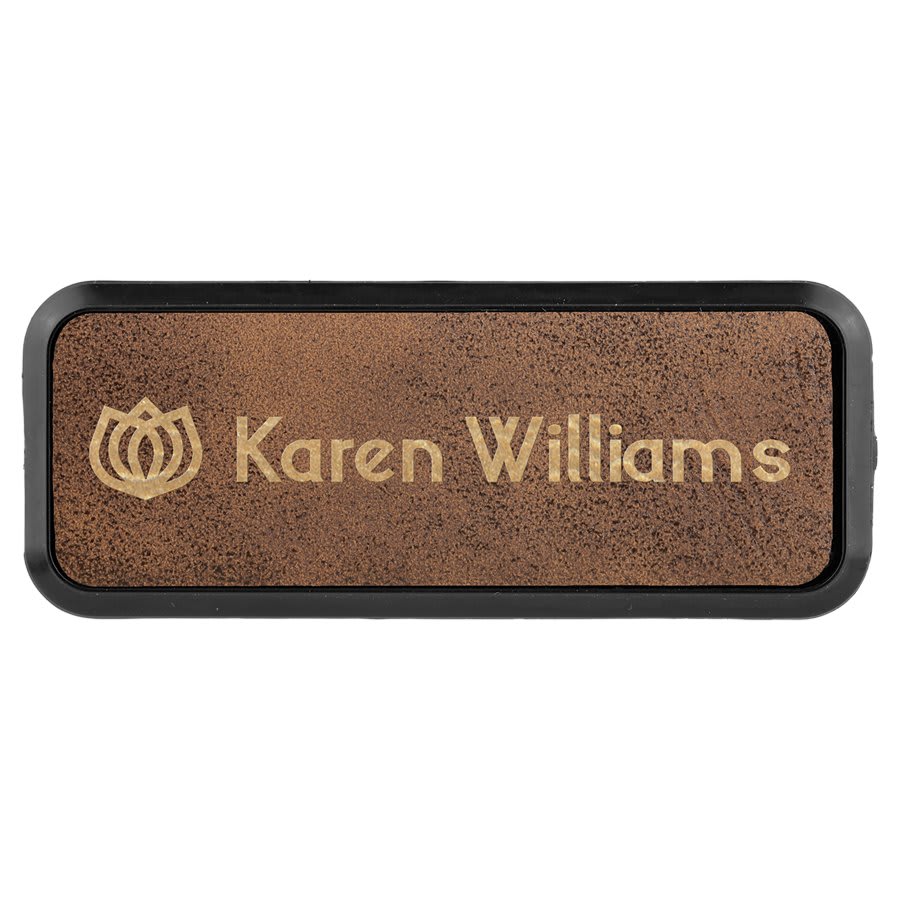 Rustic/Gold Leather Name Badge