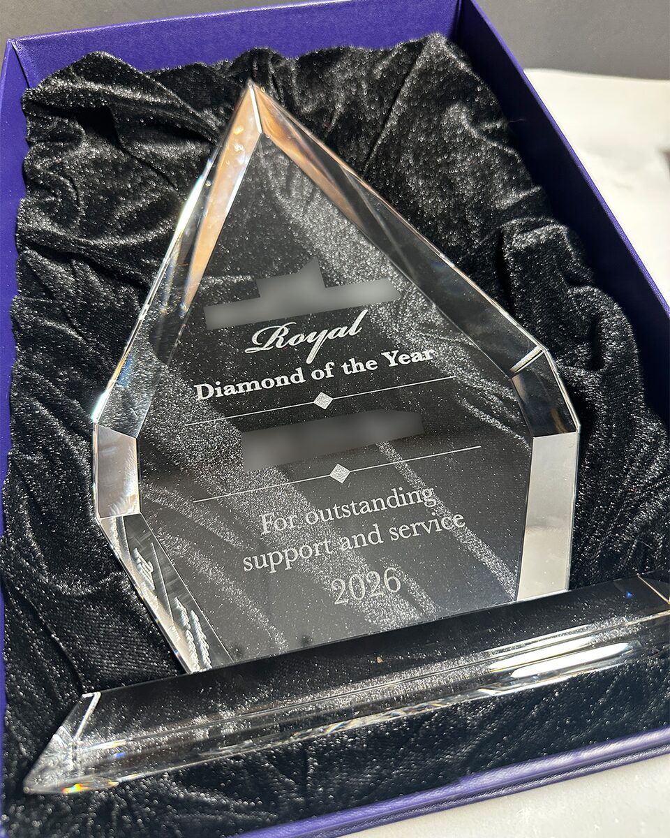 Engraved crystal recognition award