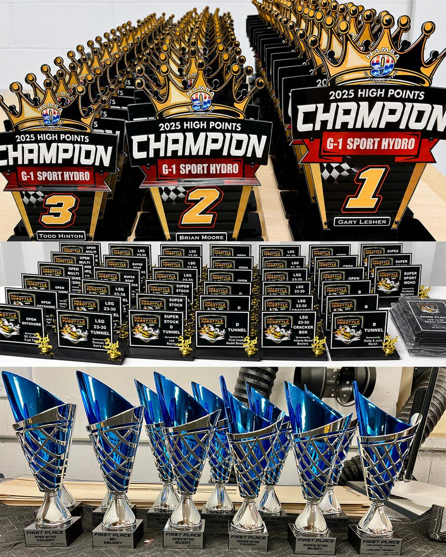 Custom trophy assortment with acrylic awards