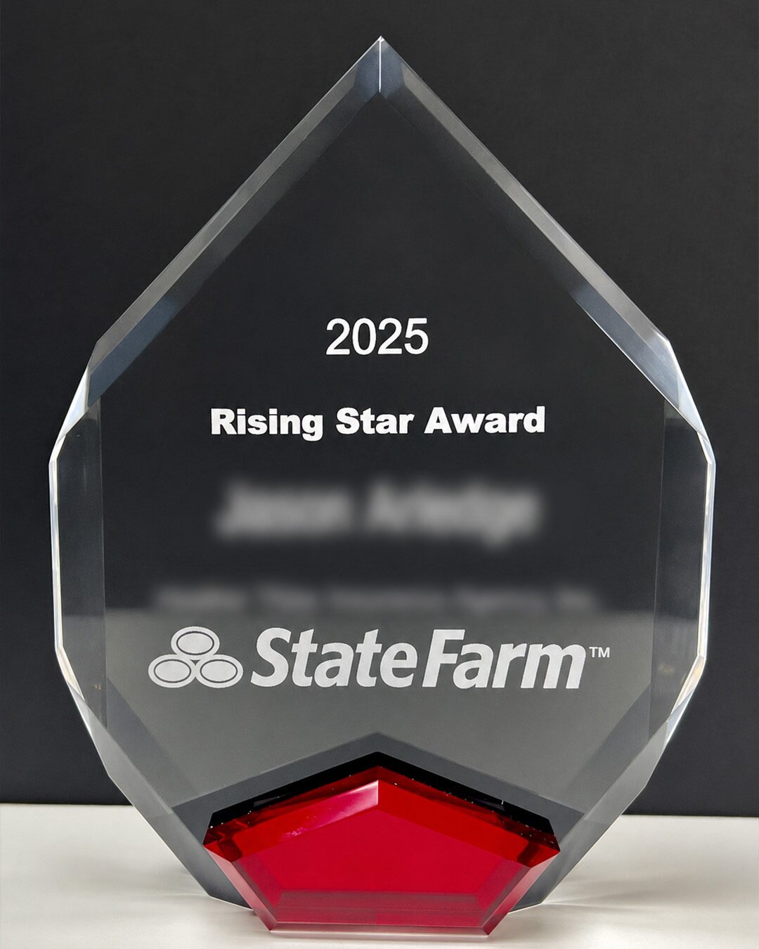 State Farm rising star crystal award