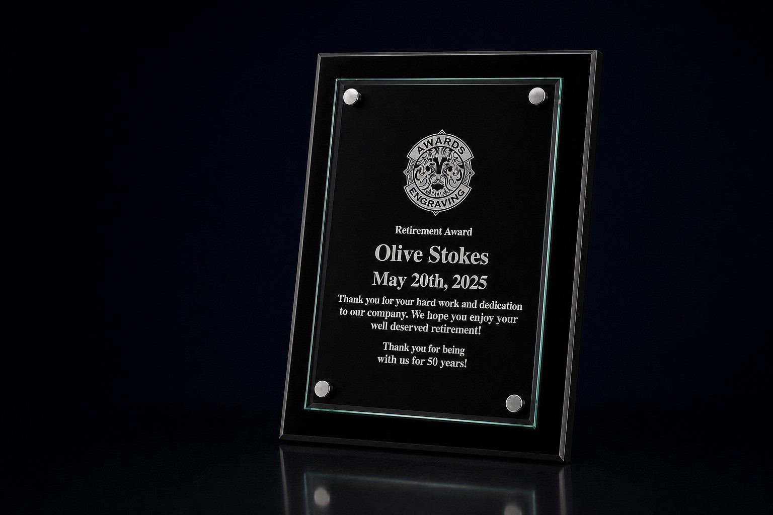 Engraved recognition plaque