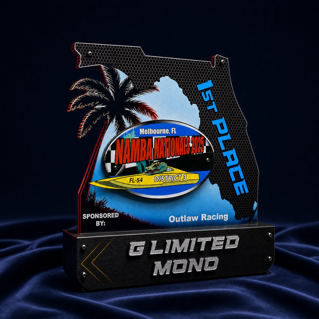Florida-shaped fully custom race event trophy